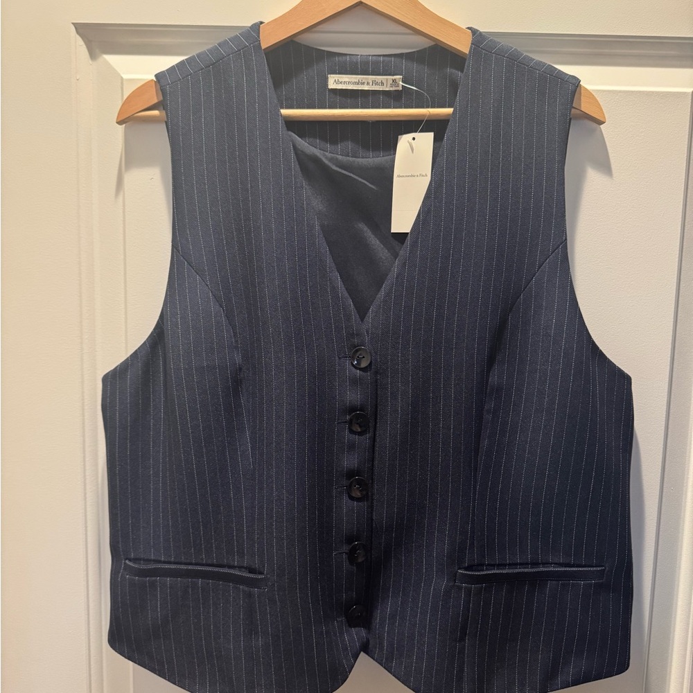 Abercrombie & Fitch Navy Pinstripe Vest